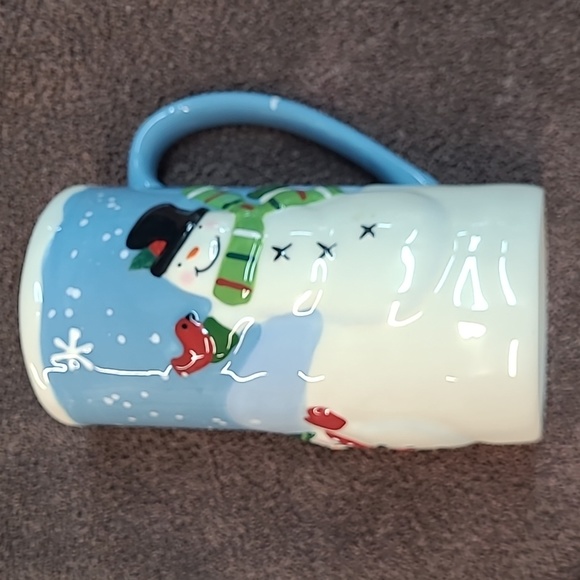 St. Nicholas Square CHILL OUT 16oz 6" Tall Latte MUG 3D Emboss SNOWMAN Christmas - Picture 1 of 4